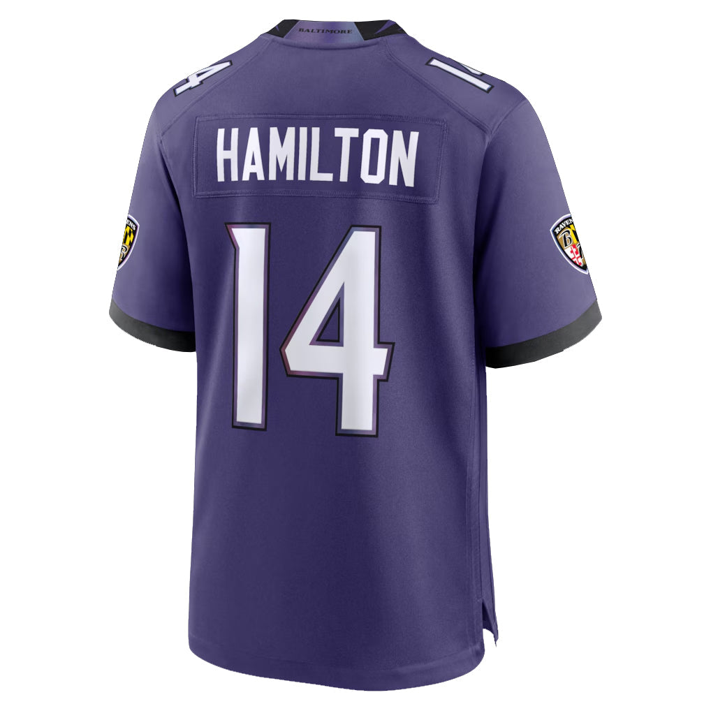CAdoa B.Ravens #14 Kyle Hamilton Player Purple Home Game Stitched Jerseys