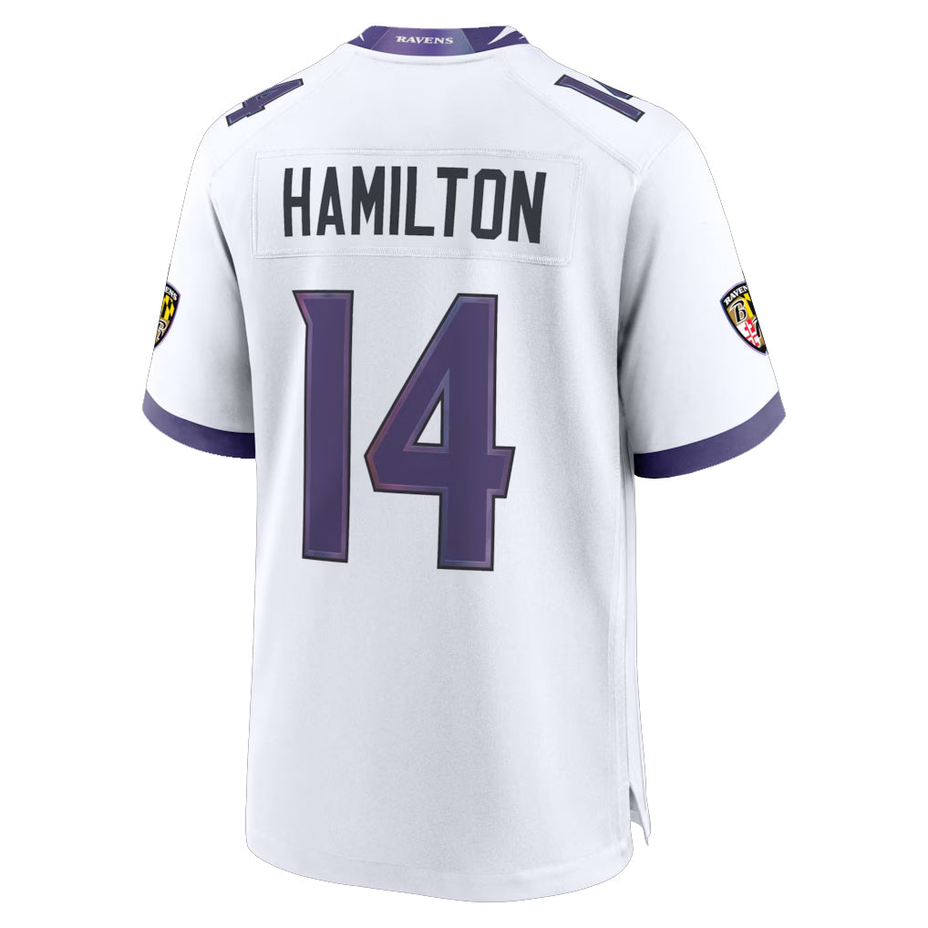 CAdoa B.Ravens #14 Kyle Hamilton Player White Home Game Stitched Jerseys