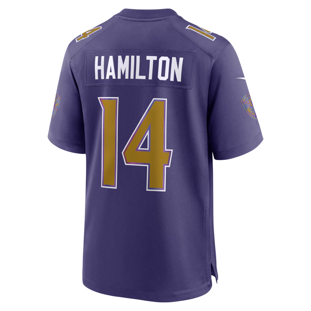 CAdoa B.Ravens #14 Kyle Hamilton Purple Alternate Game Stitched Jerseys