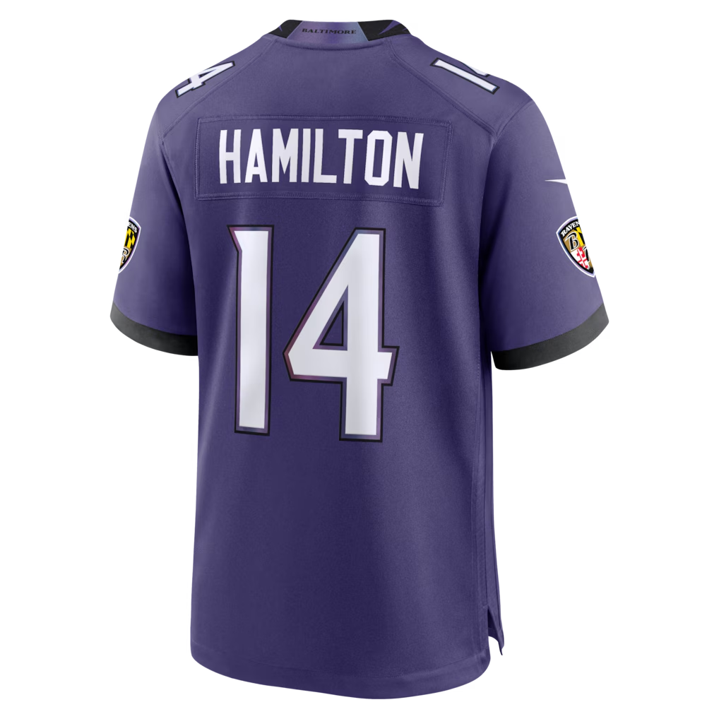 CAdoa B.Ravens #14 Kyle Hamilton Purple Team Game Stitched Jerseys