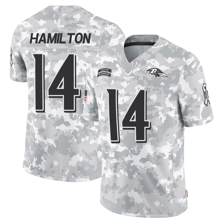 CAdoa B.Ravens #14 Kyle Hamilton Player Arctic Camo Salute to Service Limited Stitched Jerseys
