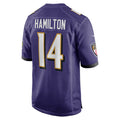 CAdoa B.Ravens #14 Kyle Hamilton Player Purple Game Home Stitched Jerseys