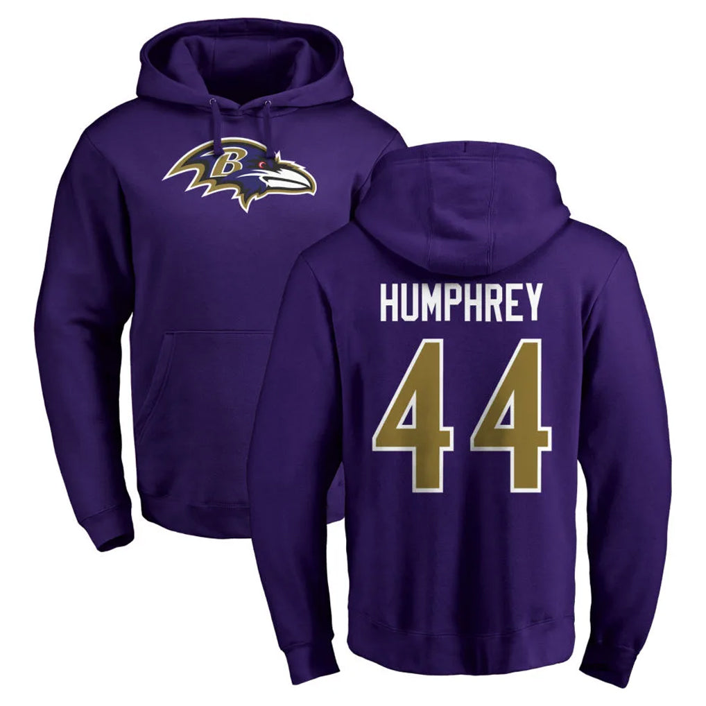 CAdoa B.Ravens #44 Marlon Humphrey Player Purple Salute to Service Pullover Hoodie Stitched Jerseys