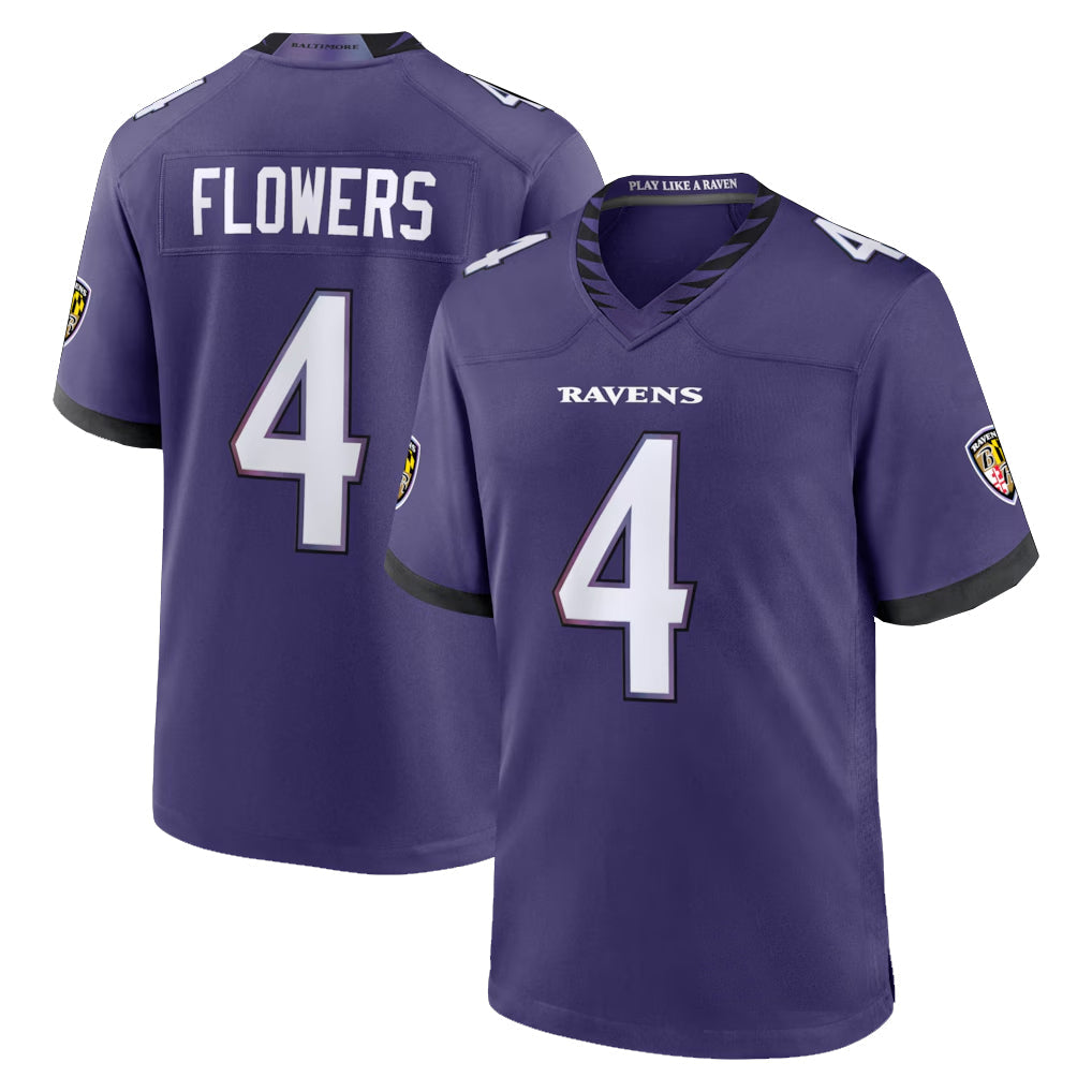 CAdoa B.Ravens #4 Zay Flowers Player Purple Home Game Stitched Jerseys