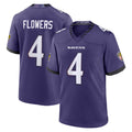 CAdoa B.Ravens #4 Zay Flowers Player Purple Home Game Stitched Jerseys