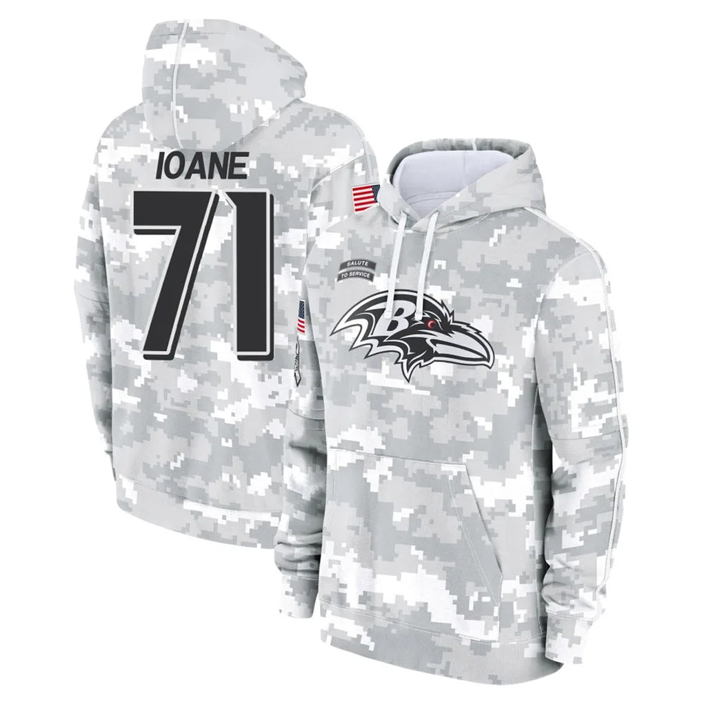 CAdoa B.Ravens #71 Olaivavega Ioane Player Arctic Camo Salute To Service Hoodie Stitched Jerseys