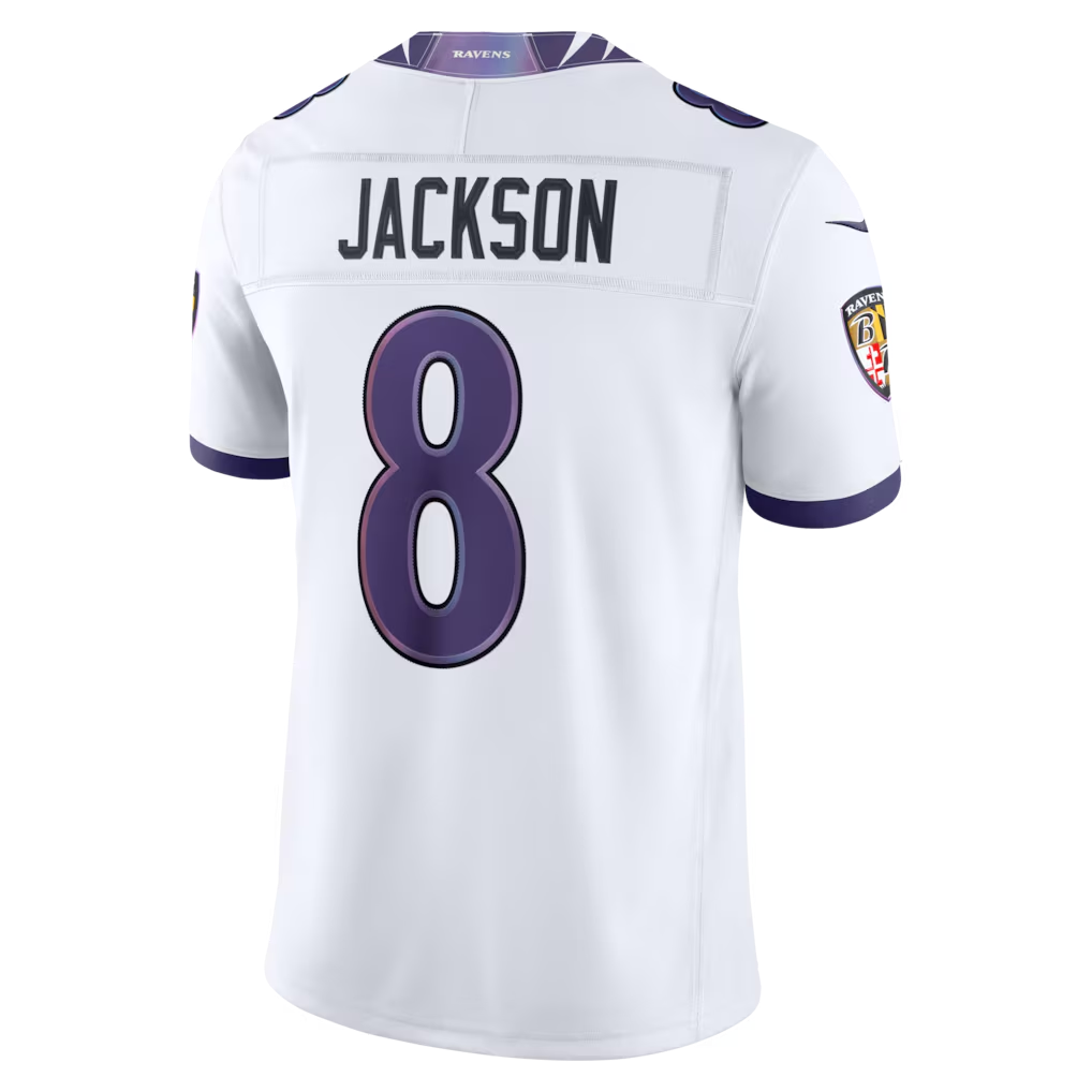 CAdoa B.Ravens #8 Lamar Jackson White Vapor F.U.S.E. Stitched Limited Jerseys
