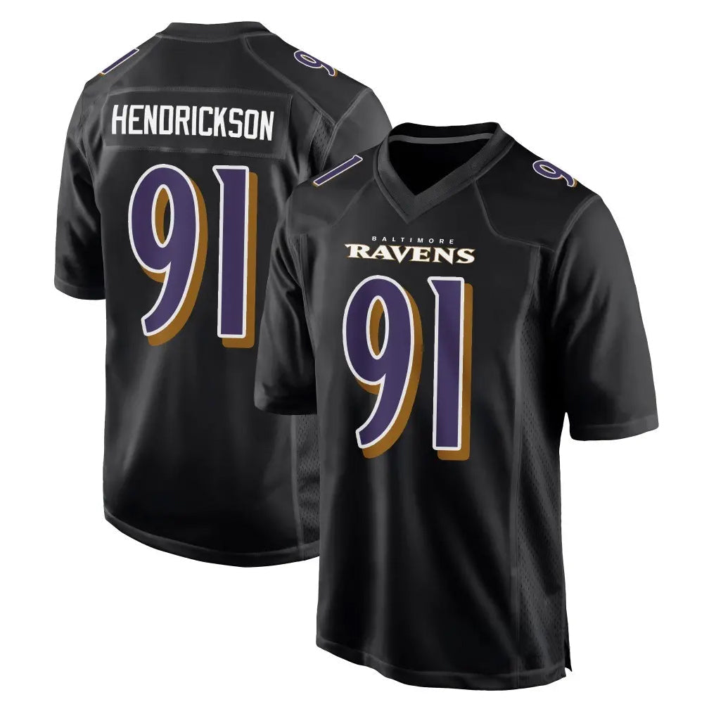CAdoa B.Ravens #91 Trey Hendrickson Player Black Carbon Fashion Home Stitched Jerseys
