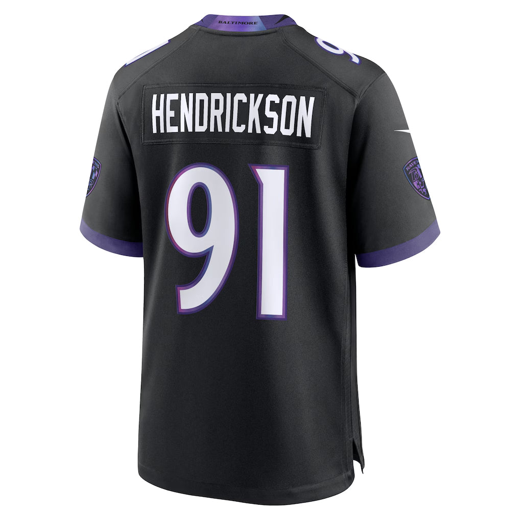 CAdoa B.Ravens #91 Trey Hendrickson Player Black Home Game Stitched Jerseys