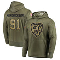 CAdoa B.Ravens #91 Trey Hendrickson Player Olive Salute to Service Pullover Hoodie Stitched Jerseys