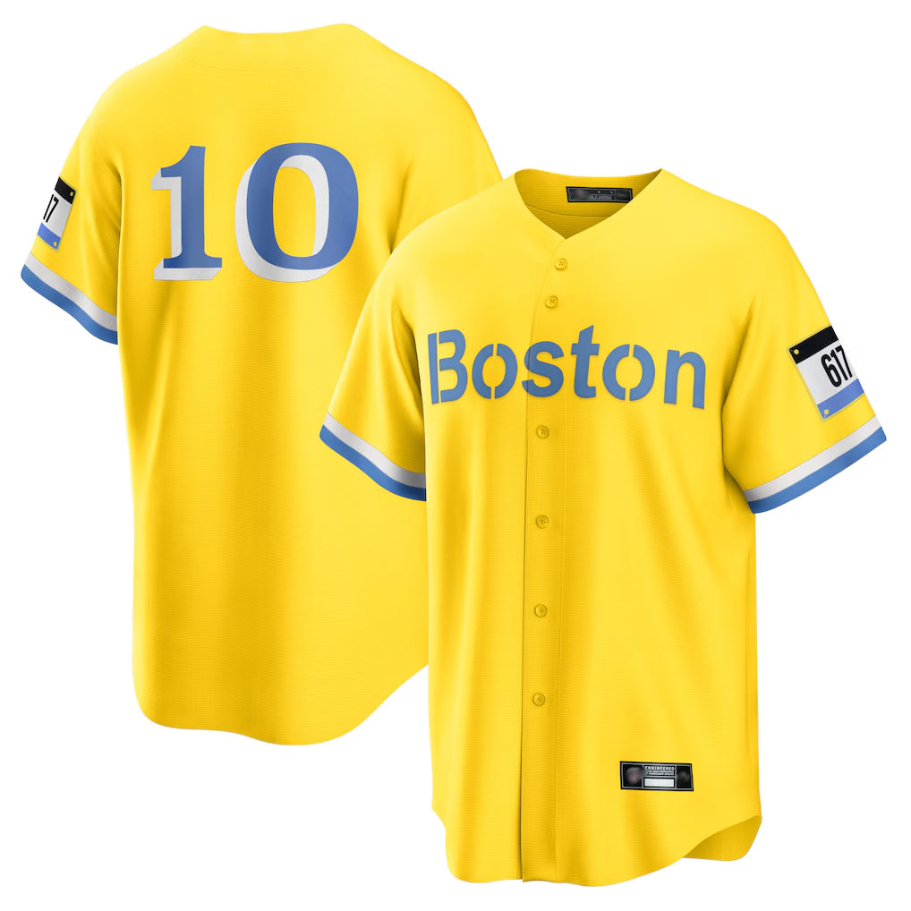 CAdoa B.Red Sox #10 Trevor Story Player Yellow Home Game Stitched Jerseys