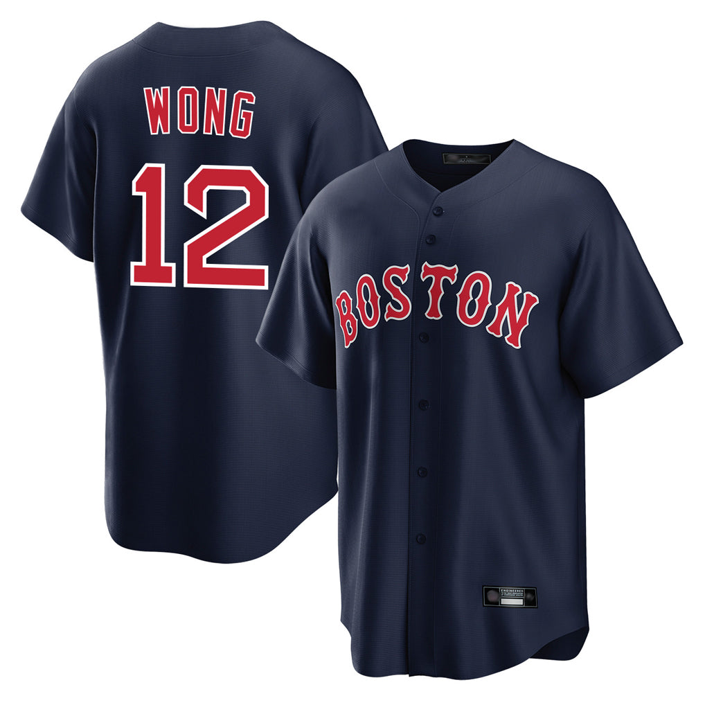 CAdoa B.Red Sox #12 Connor Wong Player Navy Home Game Stitched Jerseys