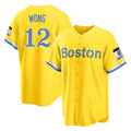 CAdoa B.Red Sox #12 Connor Wong Player Yellow Home Game Stitched Jerseys
