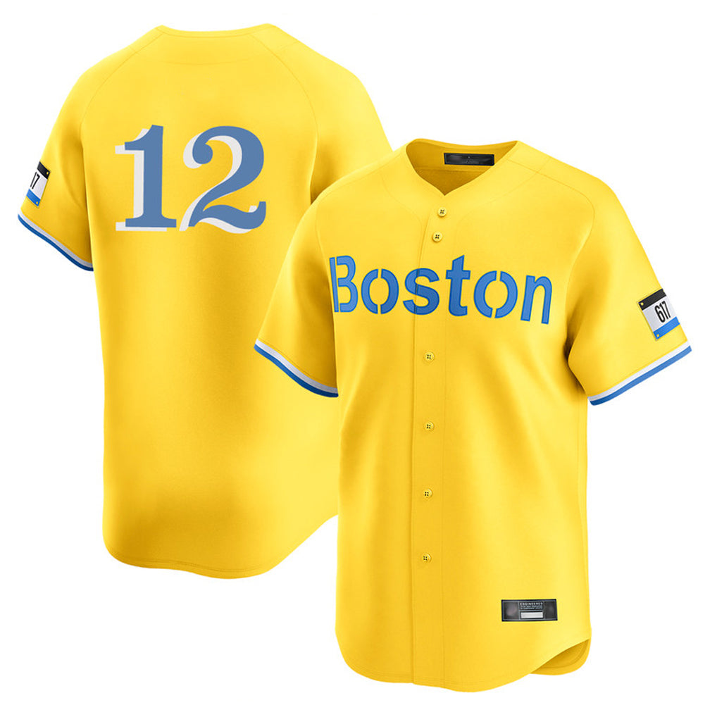 CAdoa B.Red Sox #12 Connor Wong Player Yellow Limited Home Game Stitched Jerseys