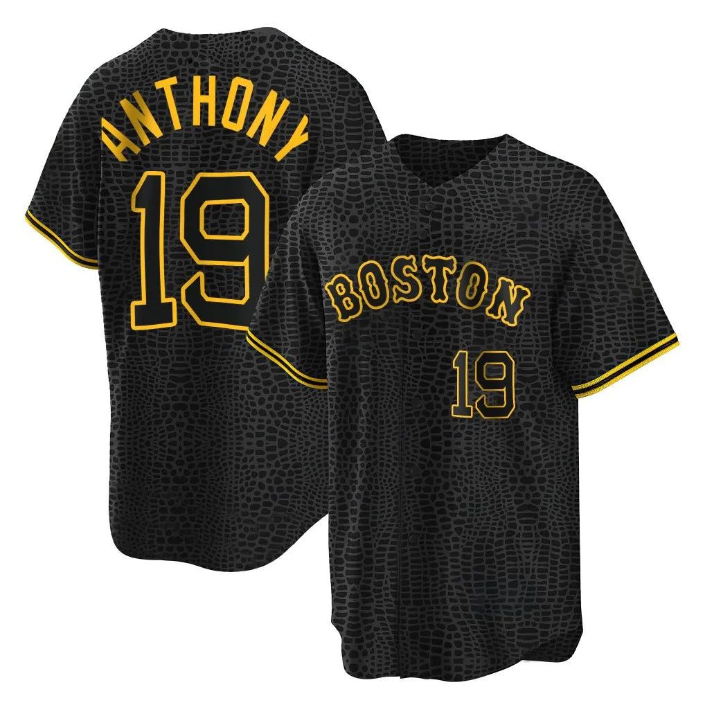 CAdoa B.Red Sox #19 Roman Anthony Player Black Snake Skin City Home Game Stitched Jerseys