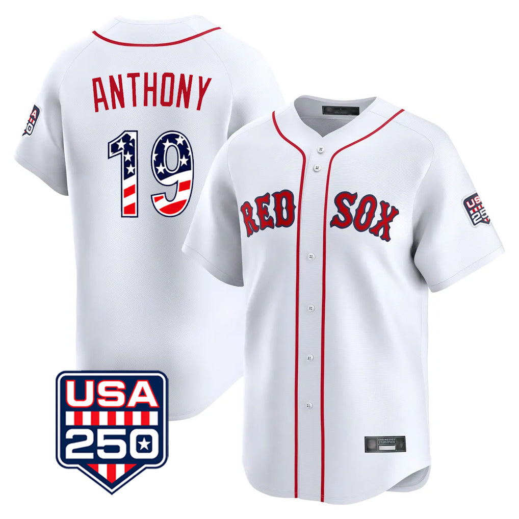 CAdoa B.Red Sox #19 Roman Anthony Player White USA 250 Fourth of July Limited Home Game Stitched Jerseys