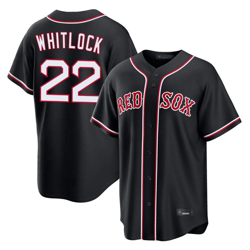 CAdoa B.Red Sox #22 Garrett Whitlock Player Black Out Home Game Stitched Jerseys