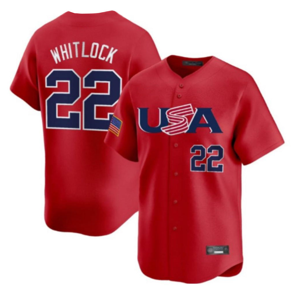 CAdoa B.Red Sox #22 Garrett Whitlock Player Red USA World Classic Home Game Stitched Jerseys