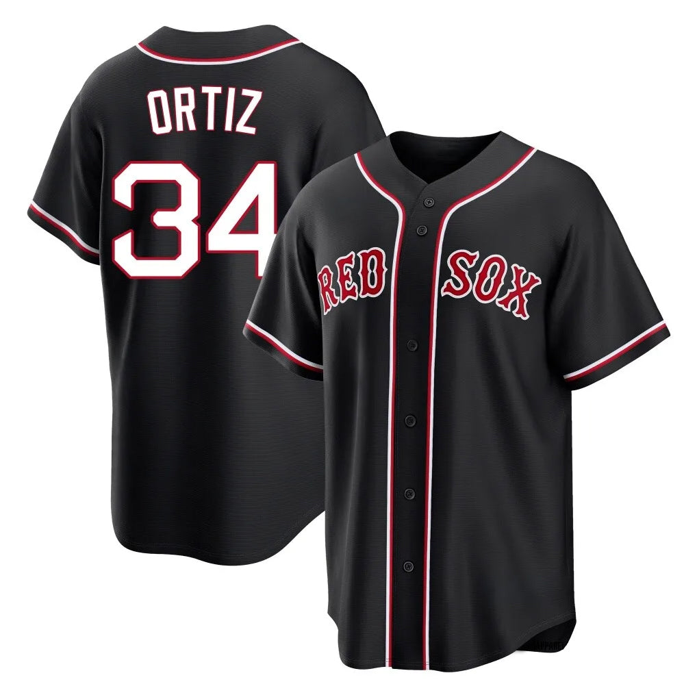CAdoa B.Red Sox #34 David Ortiz Player Black Out Home Game Stitched Jerseys