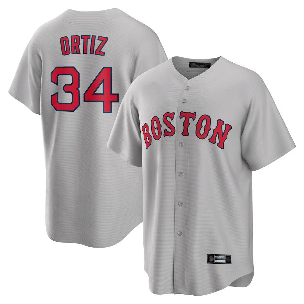 CAdoa B.Red Sox #34 David Ortiz Player Gray Road Home Game Stitched Jerseys