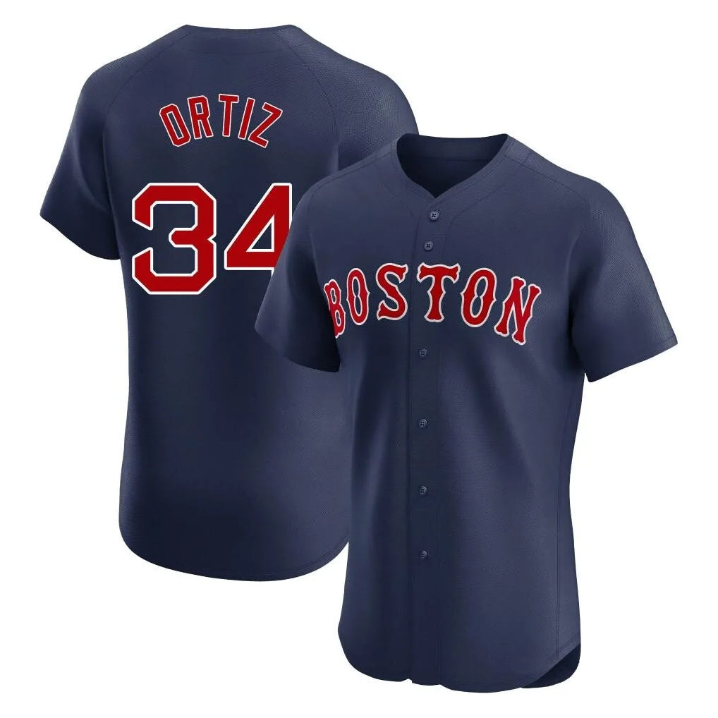 CAdoa B.Red Sox #34 David Ortiz Player Navy Limited Elite Home Game Stitched Jerseys