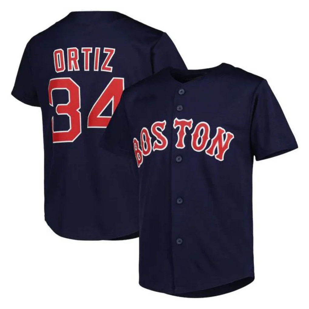 CAdoa B.Red Sox #34 David Ortiz Player Navy Mitchell & Ness Cooperstown Collection Mesh Home Stitched Jerseys