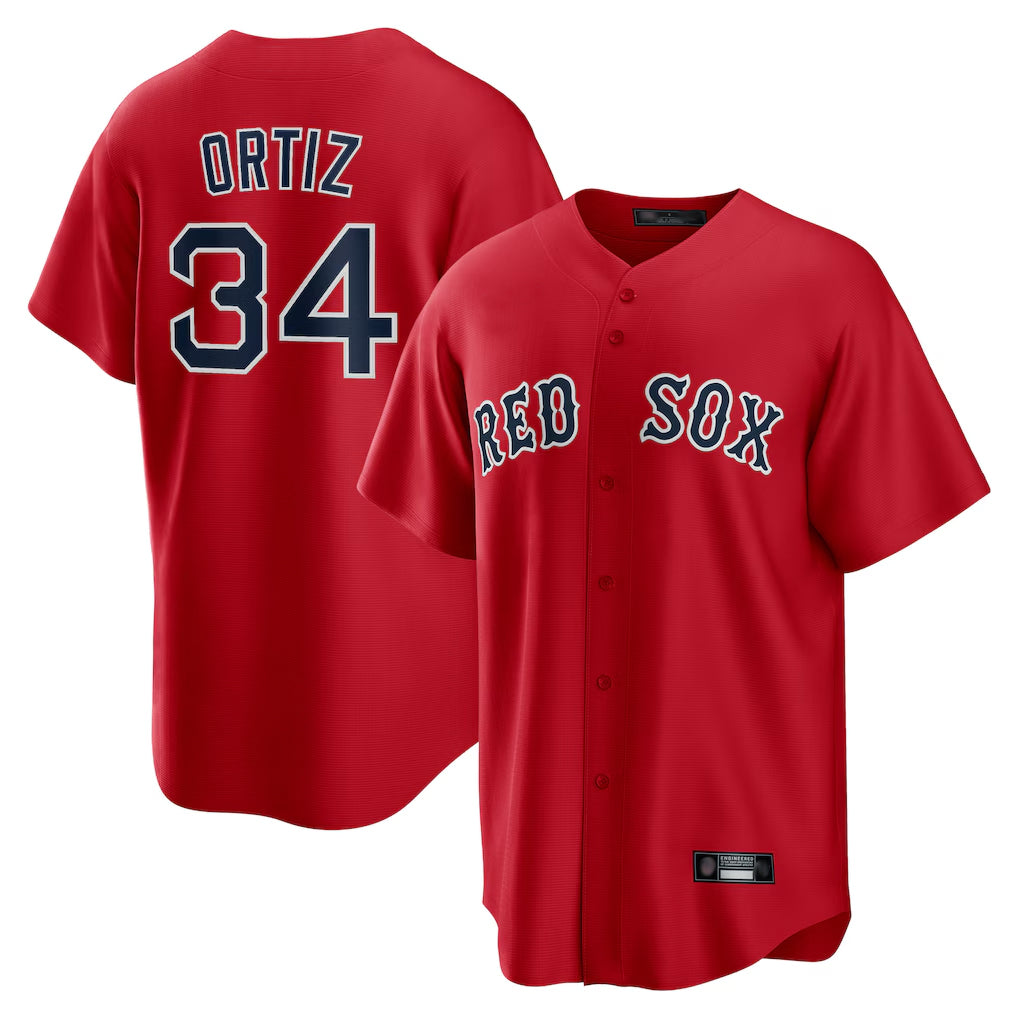 CAdoa B.Red Sox #34 David Ortiz Player Red Home Game Stitched Jerseys
