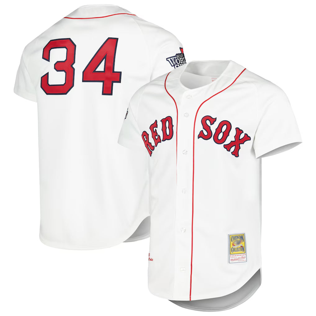 CAdoa B.Red Sox #34 David Ortiz Player White Mitchell & Ness Cooperstown Collection Mesh Home Stitched Jerseys