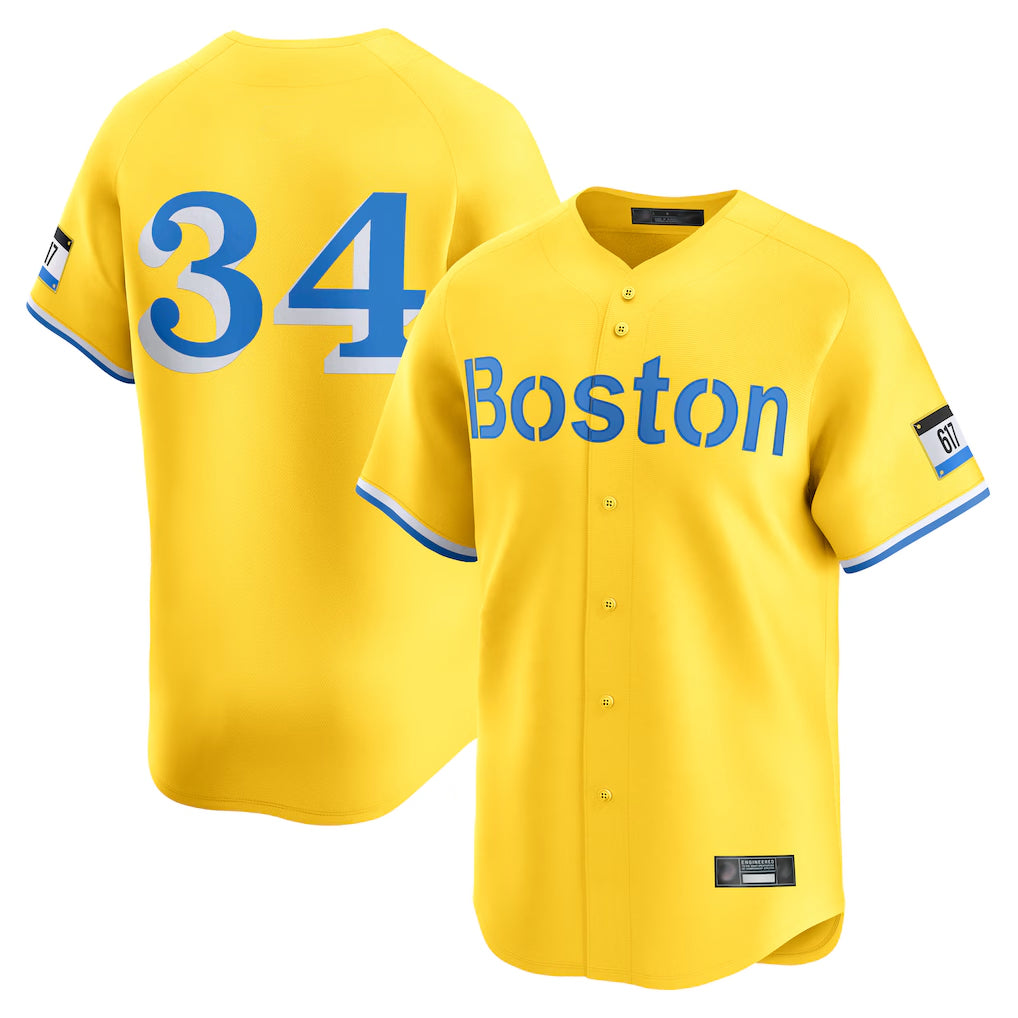 CAdoa B.Red Sox #34 David Ortiz Player Yellow Limited Home Game Stitched Jerseys