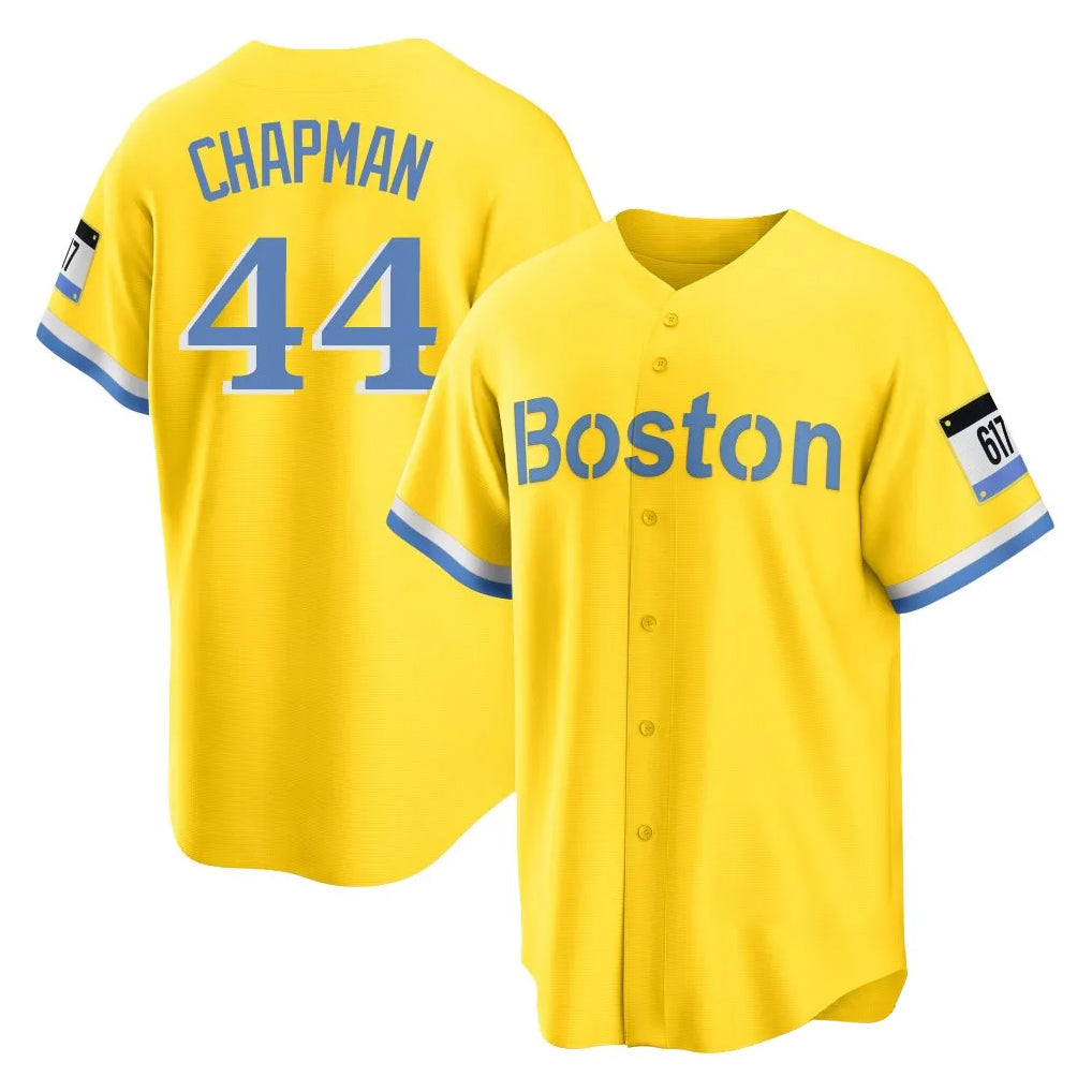 CAdoa B.Red Sox #44 Aroldis Chapman Player Yellow Home Game Stitched Jerseys