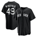 CAdoa B.Red Sox #49 Tim Wakefield Player Black Home Game Stitched Jerseys