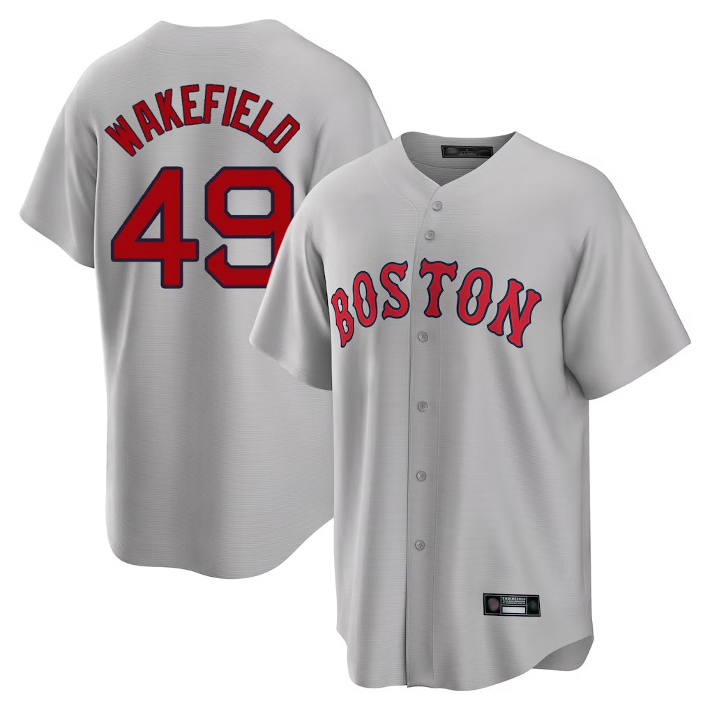 CAdoa B.Red Sox #49 Tim Wakefield Player Gray Road Home Game Stitched Jerseys