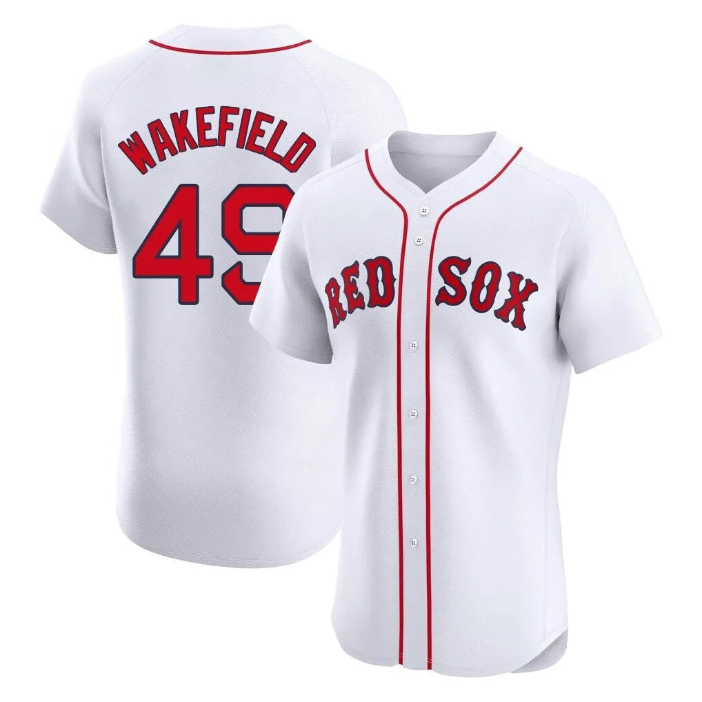CAdoa B.Red Sox #49 Tim Wakefield Player White Limited Elite Home Game Stitched Jerseys