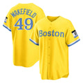 CAdoa B.Red Sox #49 Tim Wakefield Player Yellow Home Game Stitched Jerseys