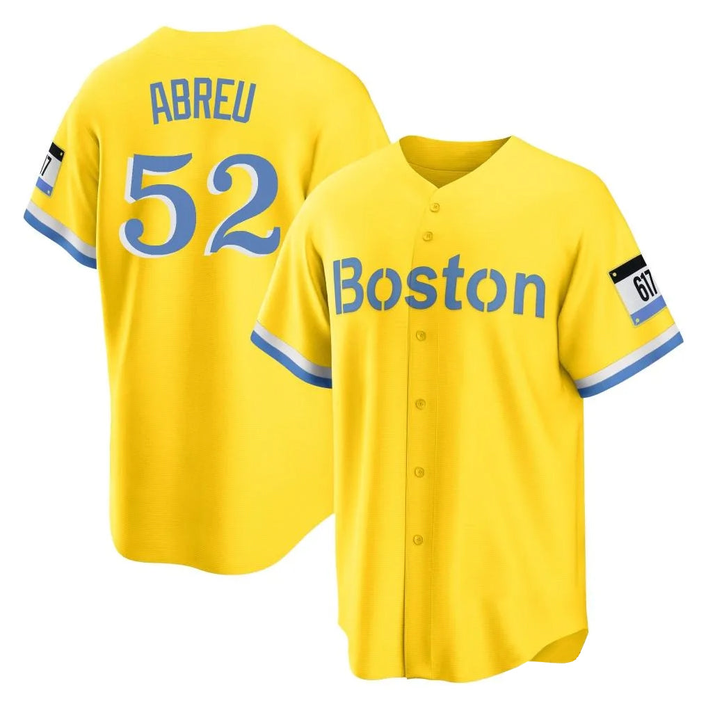 CAdoa B.Red Sox #52 Wilyer Abreu Player Yellow Home Game Stitched Jerseys
