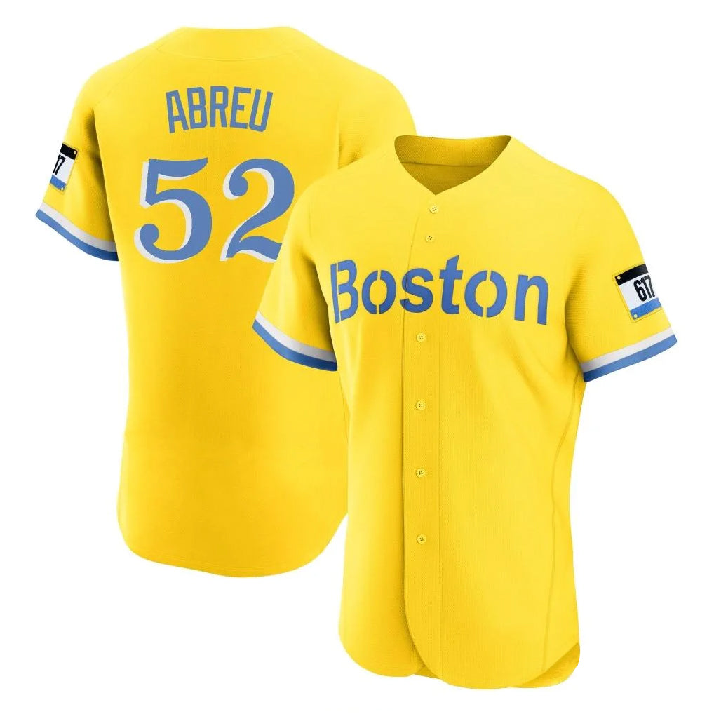 CAdoa B.Red Sox #52 Wilyer Abreu Player Yellow Limited Elite Home Game Stitched Jerseys