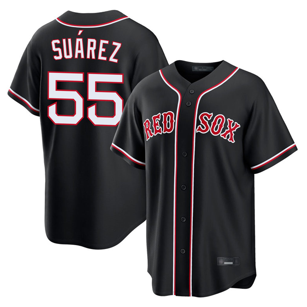 CAdoa B.Red Sox #55 Ranger Su¡§¡érez Player Black Out Home Game Stitched Jerseys