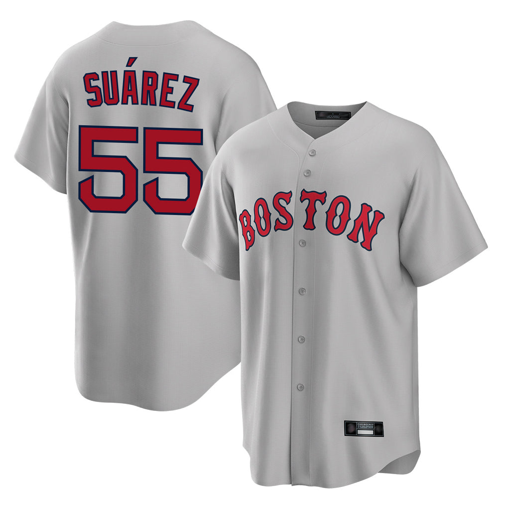 CAdoa B.Red Sox #55 Ranger Su¡§¡érez Player Gray Road Home Game Stitched Jerseys