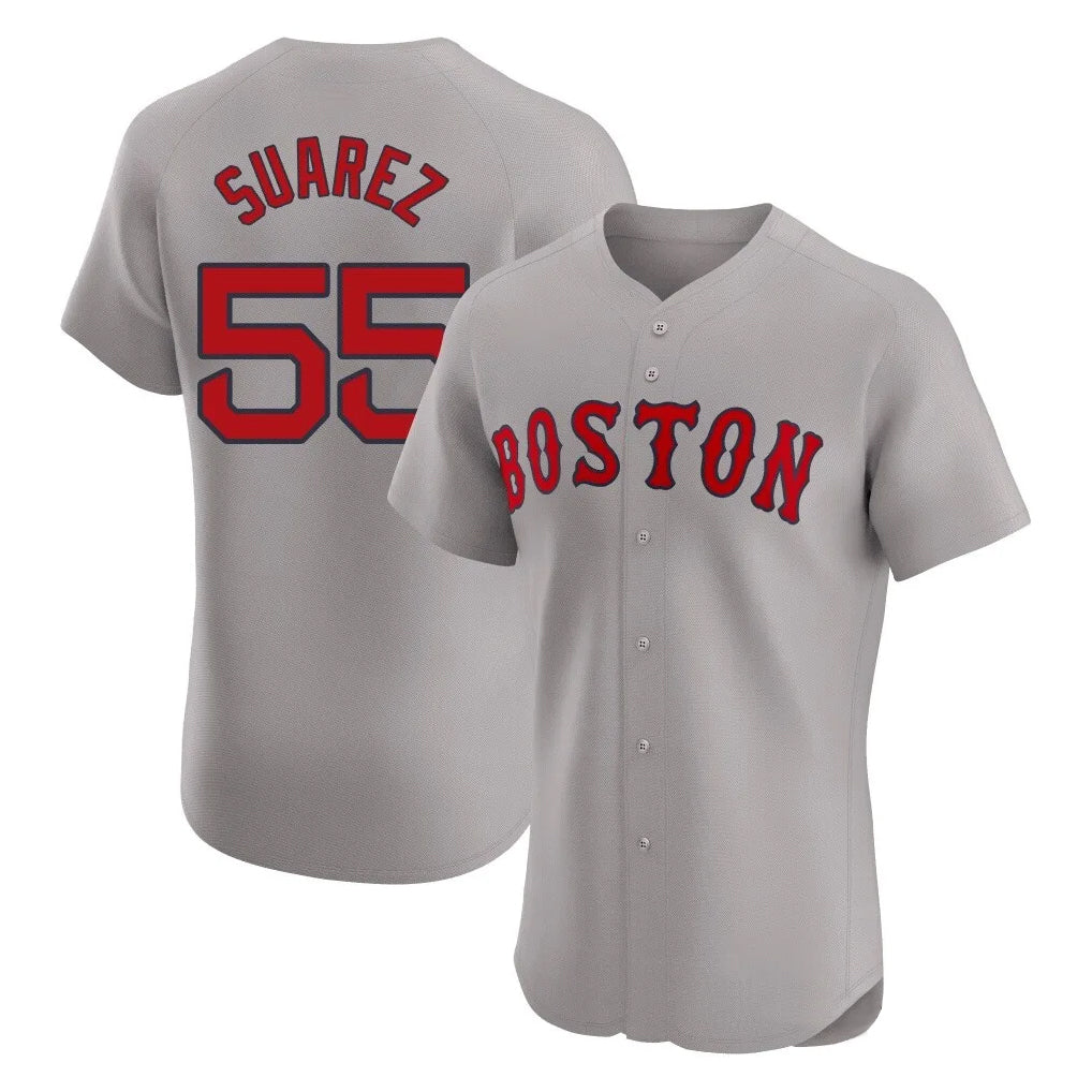 CAdoa B.Red Sox #55 Ranger Su¡§¡érez Player Gray Road Limited Elite Home Game Stitched Jerseys