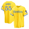 CAdoa B.Red Sox #55 Ranger Su¡§¡érez Player Yellow Home Game Stitched Jerseys