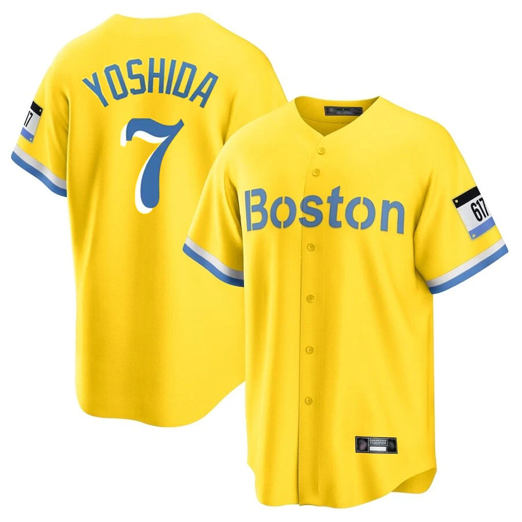 CAdoa B.Red Sox #7 Masataka Yoshida Player Yellow Home Game Stitched Jersey