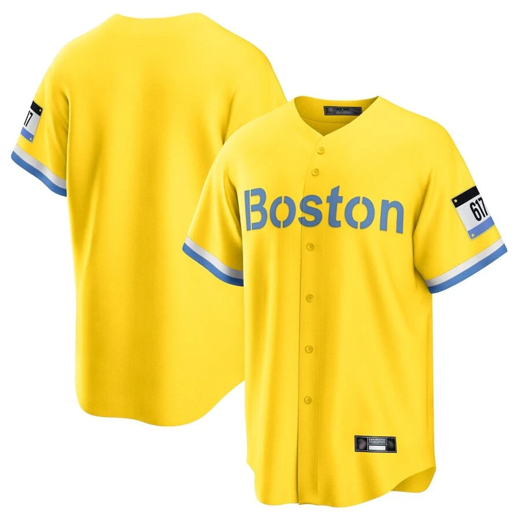 CAdoa B.Red Sox Blank Player Yellow Home Game Stitched Jerseys