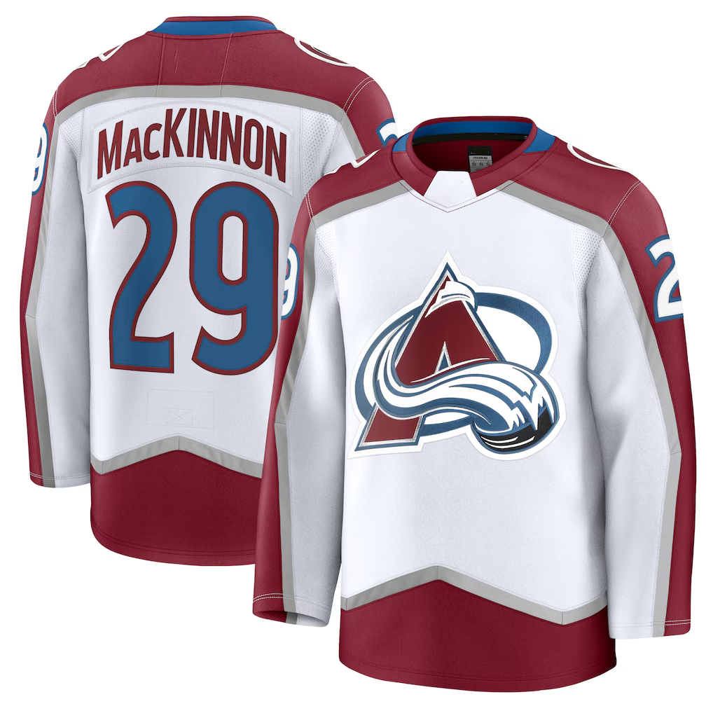 CAdoa C.Avalanche #29 Nathan MacKinnon White Away Premium Jerseys