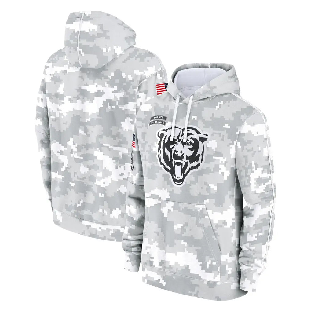 CAdoa C.Bears Arctic Camo Salute to Service Pullover Hoodies Limited Blank Player Stitched Jerseys