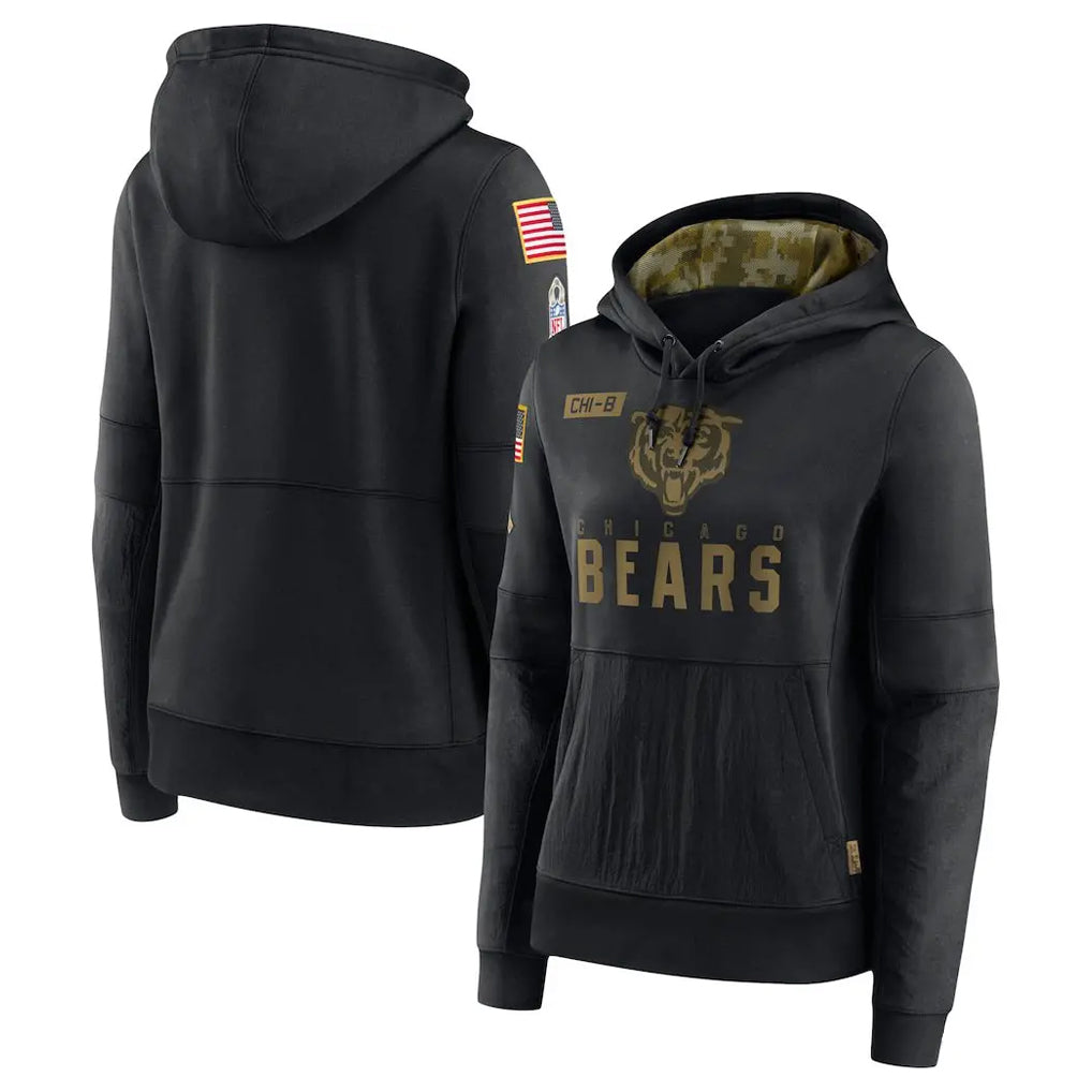 CAdoa C.Bears Black Salute to Service Pullover Hoodies Limited Blank Player Stitched Jerseys