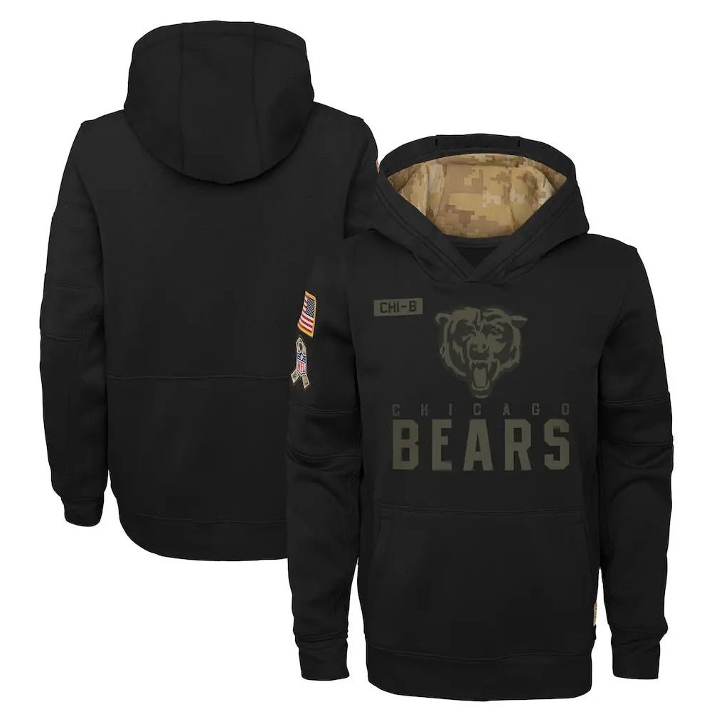 CAdoa C.Bears Black Salute to Service Pullover Hoodies Limited Home Blank Player Stitched Jerseys