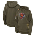 CAdoa C.Bears Olive Salute to Service Pullover Hoodies Limited Blank Player Stitched Jerseys