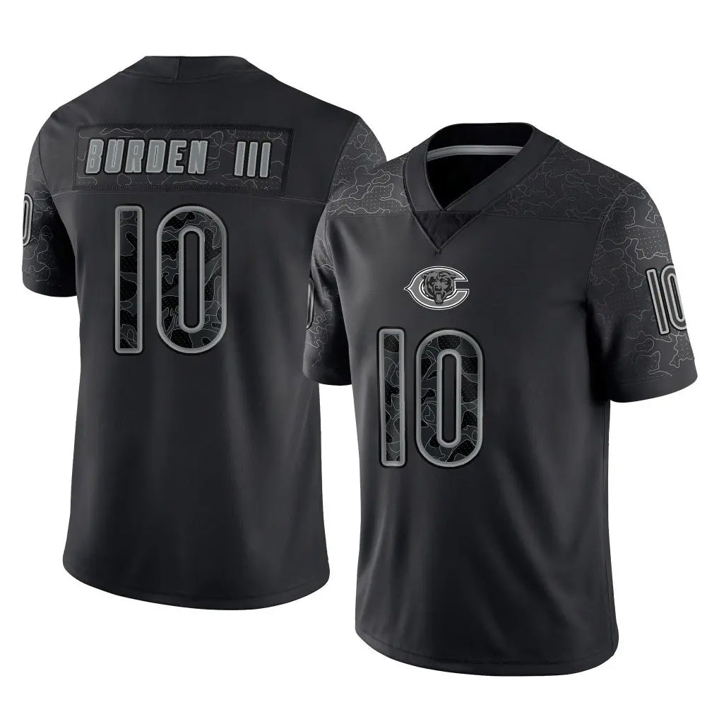 CAdoa C.Bears #10 Luther Burden III Player Black REFLECTIVE Limited Game Stitched Jerseys