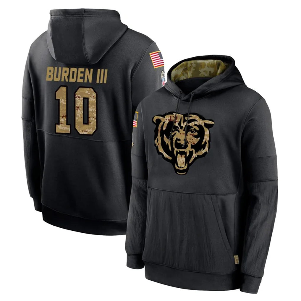CAdoa C.Bears #10 Luther Burden III Player Black Salute to Service Pullover Hoodies Limited Stitched Jerseys