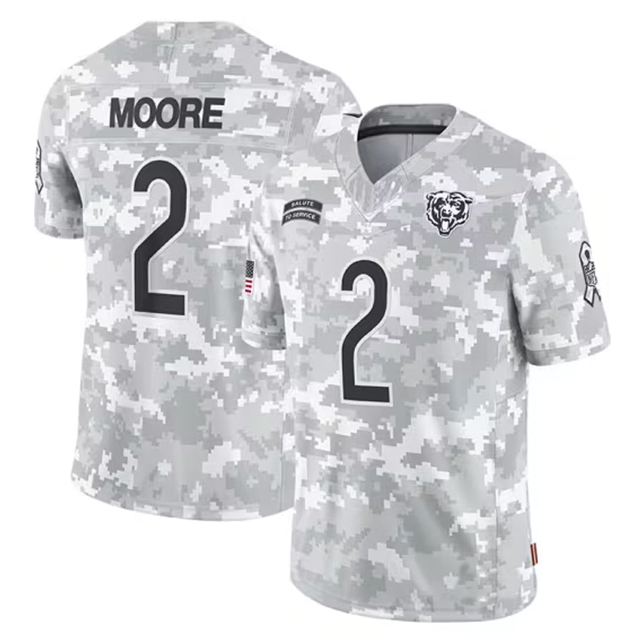 CAdoa C.Bears #2 D.J. Moore Player White Arctic Camo Salute to Service Limited Stitched Jerseys
